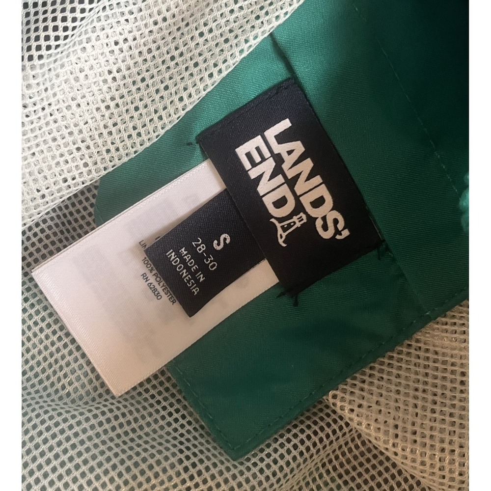 Lands' End Mens Size S 28-30 Swim Trunks Colorblock Green Blue Drawstring - Picture 2 of 7